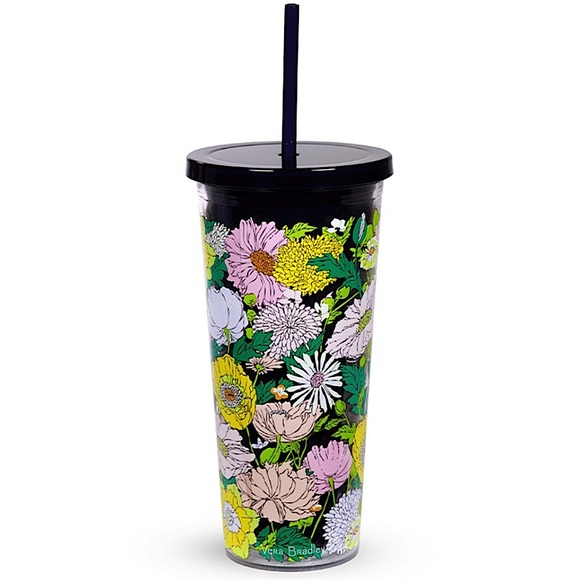 Vera Bradley Double Wall Travel Tumbler and Flexi Straw in Bloom Bloom, 24 fl oz - Picture 1 of 16